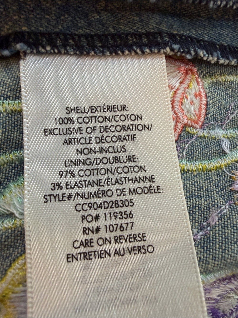 Alice + Olivia Black Denim A-Line Skirt with Multicolor Floral Embroidery - Picture 10 of 10
